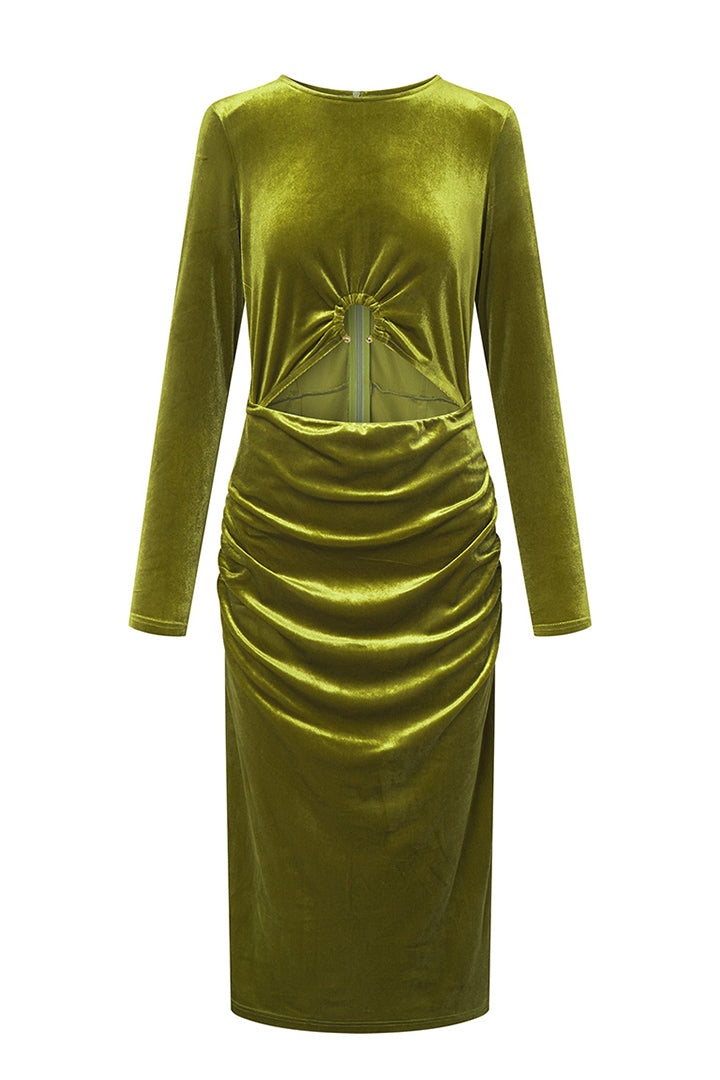 HUNKØN Saga velour dress Kjoler Dusty Green