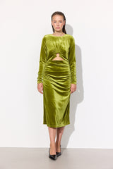 HUNKØN Saga velour dress Kjoler Dusty Green