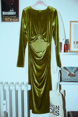 HUNKØN Saga velour dress Kjoler Dusty Green