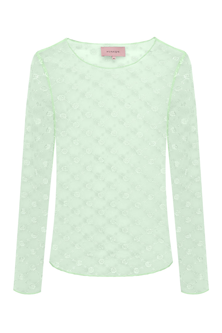 HUNKØN Sammy Mesh Blouse Bluser Mint