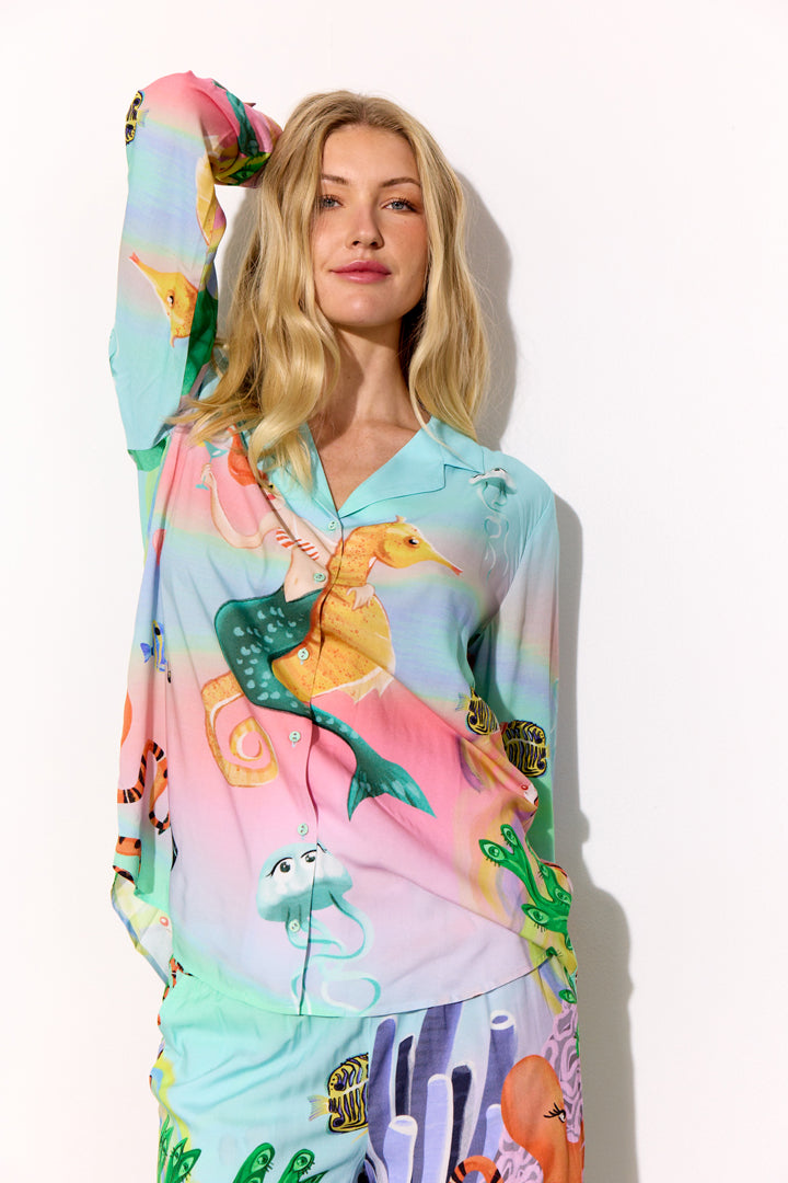 HUNKØN Sandy Shirt Skjorter Ocean Life Art Print