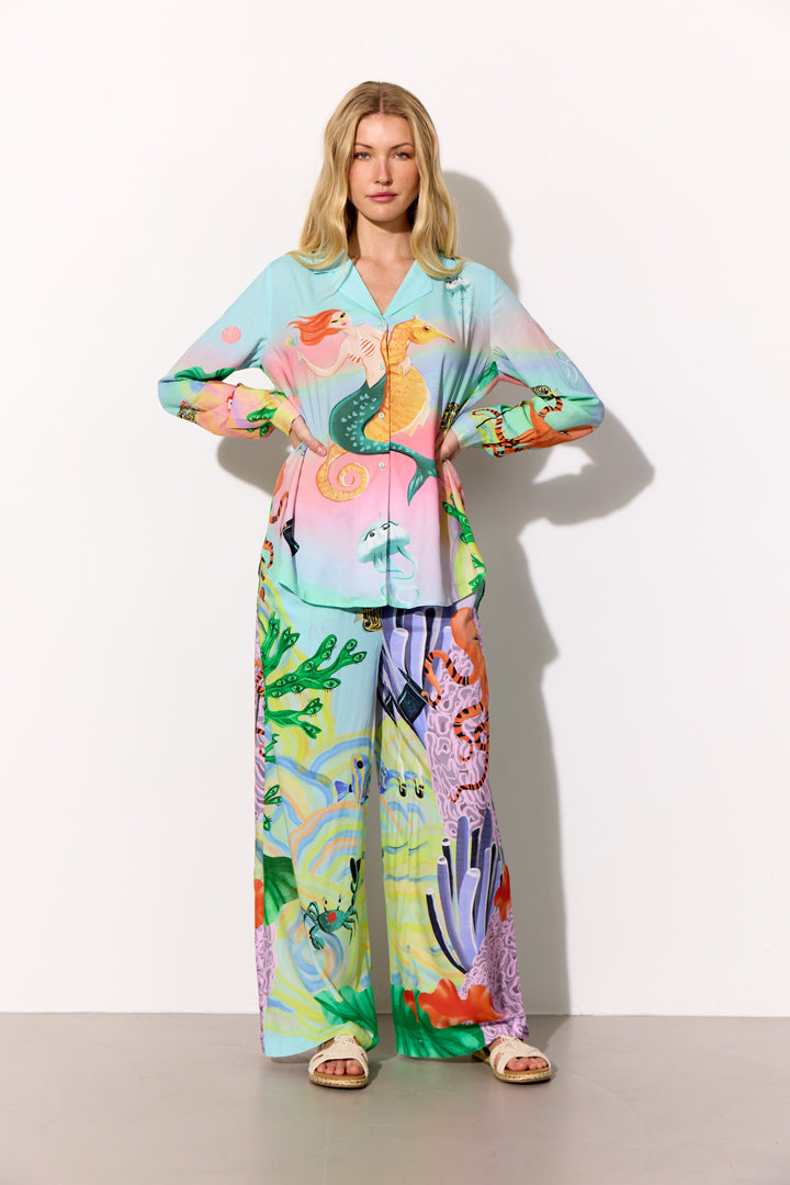 HUNKØN Sandy Trousers Bukser Ocean Life Art Print