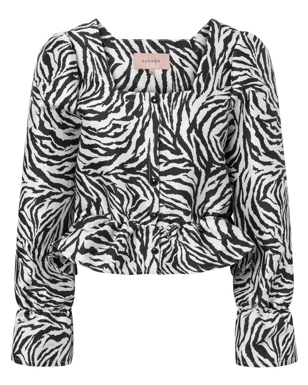 HUNKØN Sanna Blouse Bluser Zebra Striped