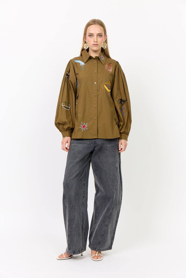 HUNKØN Sasha Shirt Skjorter Olive