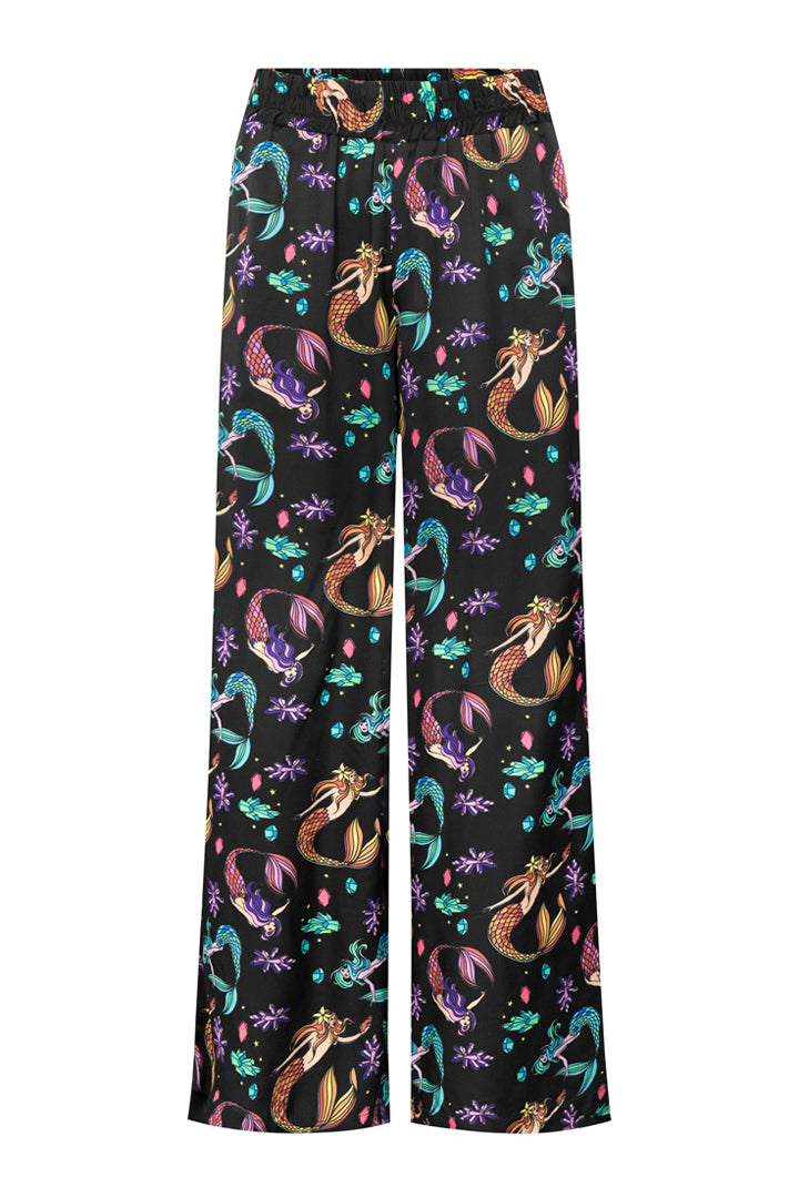 HUNKØN Selena Trousers Bukser Black Mermaid Art Print