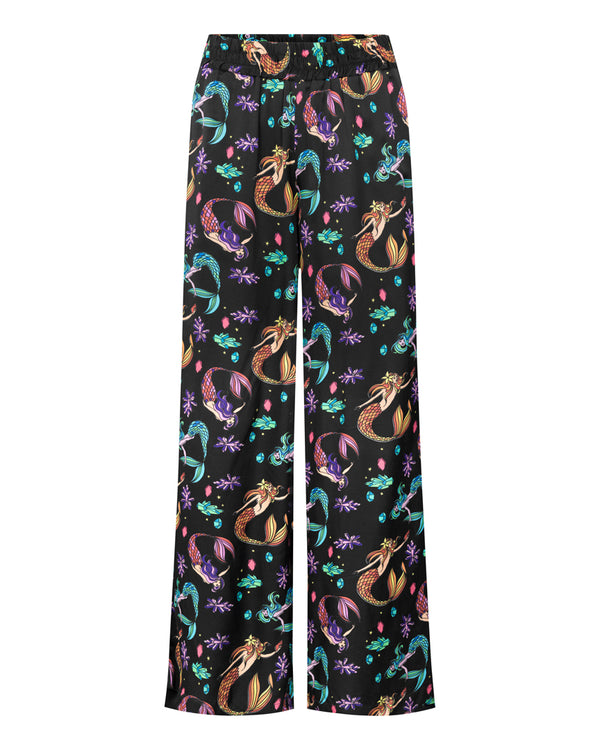 HUNKØN Selena Trousers | Farverige bukser med havfrue print