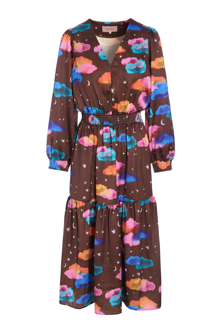 HUNKØN Sonja Dress Kjoler Cocoa Sky Art Print