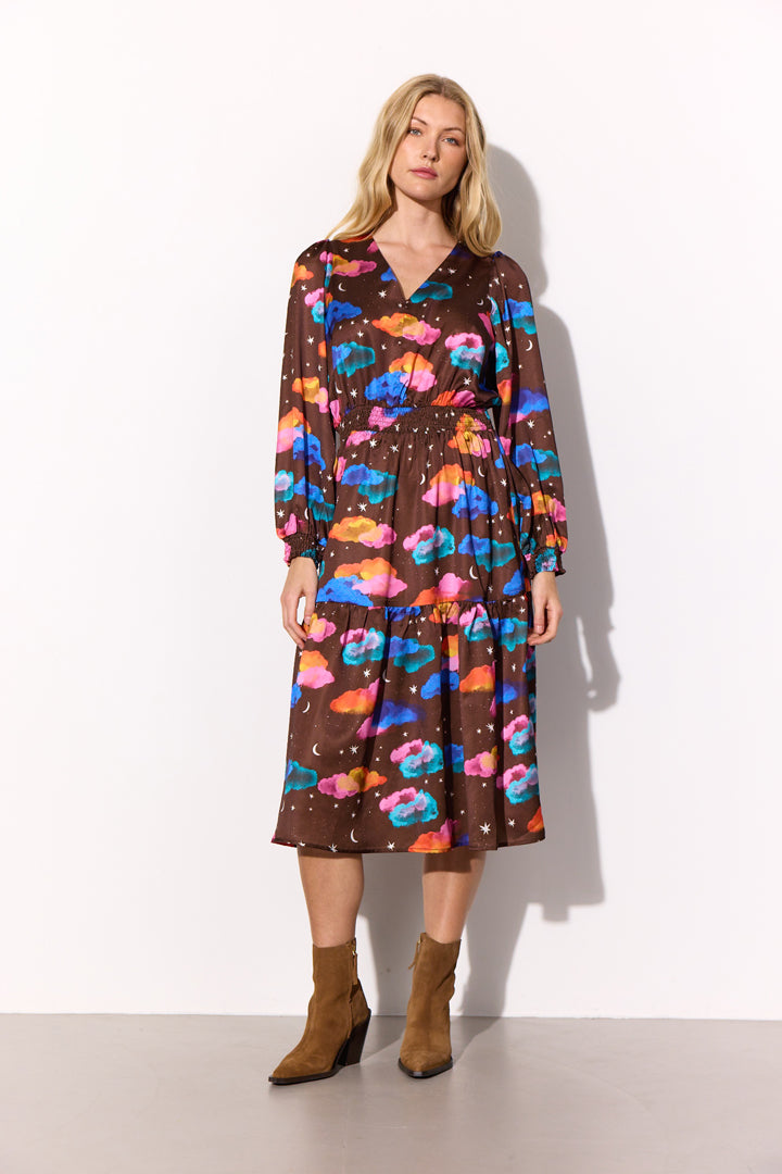 HUNKØN Sonja Dress Kjoler Cocoa Sky Art Print