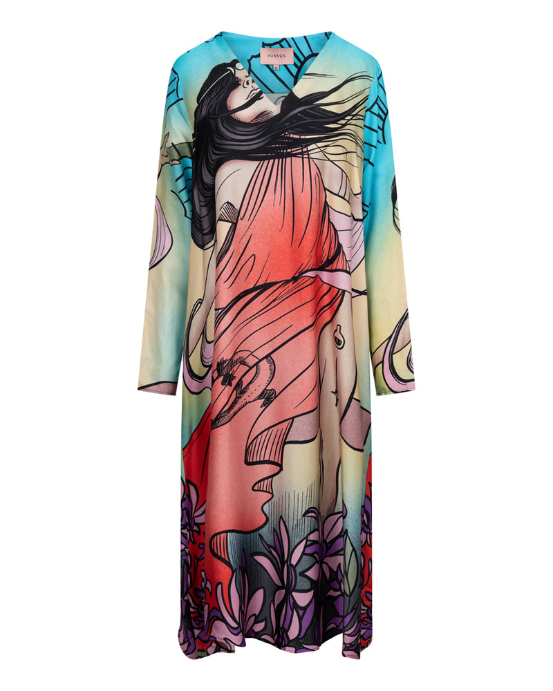 HUNKØN Stevie Dress | Farverig kjole med The Witch Art Print