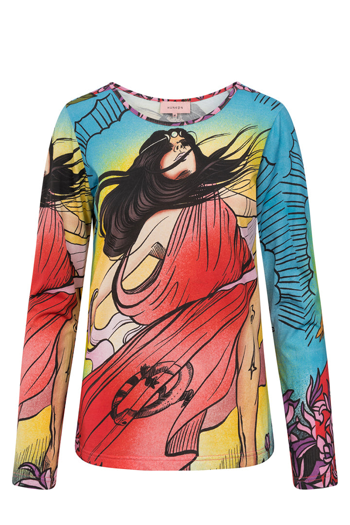 HUNKØN Stevie Long Sleeve Bluser The Witch Art Print