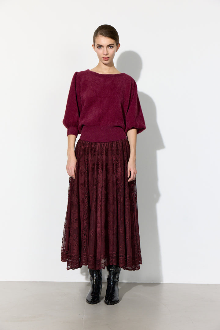 HUNKØN Stine Skirt Nederdele Oxblood