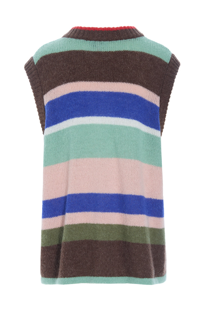 HUNKØN Tallulah Knit Vest Vests Brown Stripes