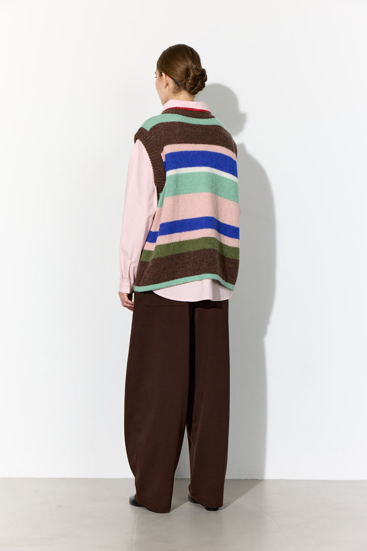 HUNKØN Tallulah Knit Vest Vests Brown Stripes