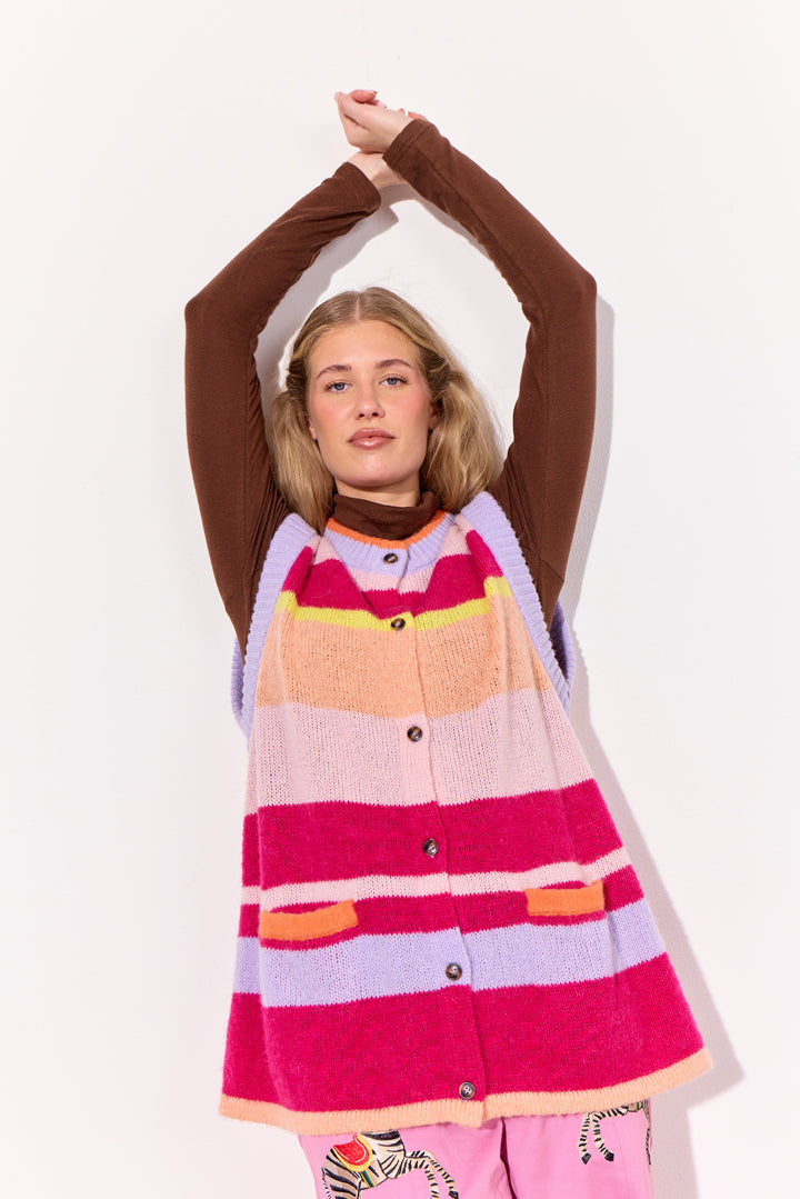 HUNKØN Tallulah Knit Vest Vests Peach Stripes