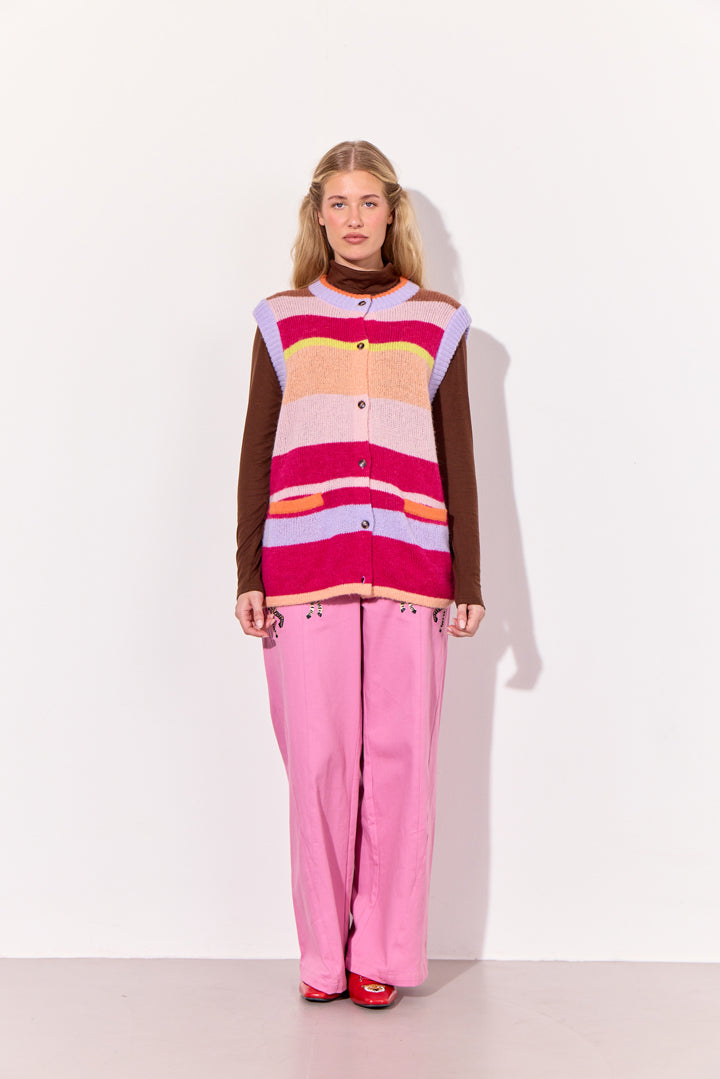 HUNKØN Tallulah Knit Vest Vests Peach Stripes