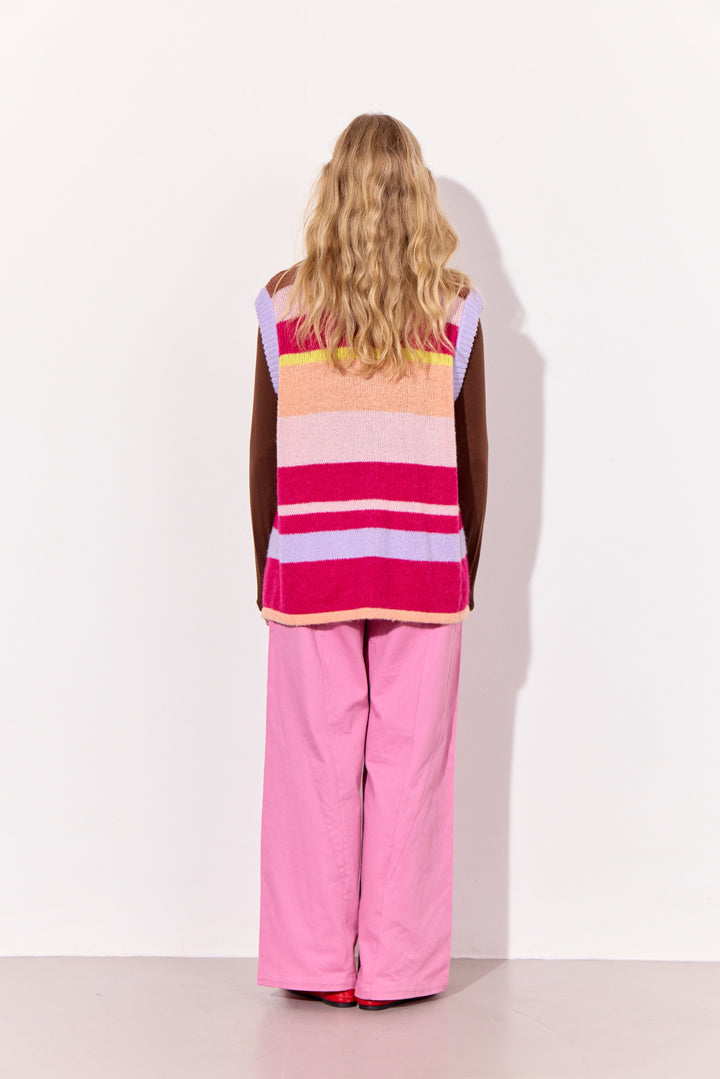 HUNKØN Tallulah Knit Vest Vests Peach Stripes