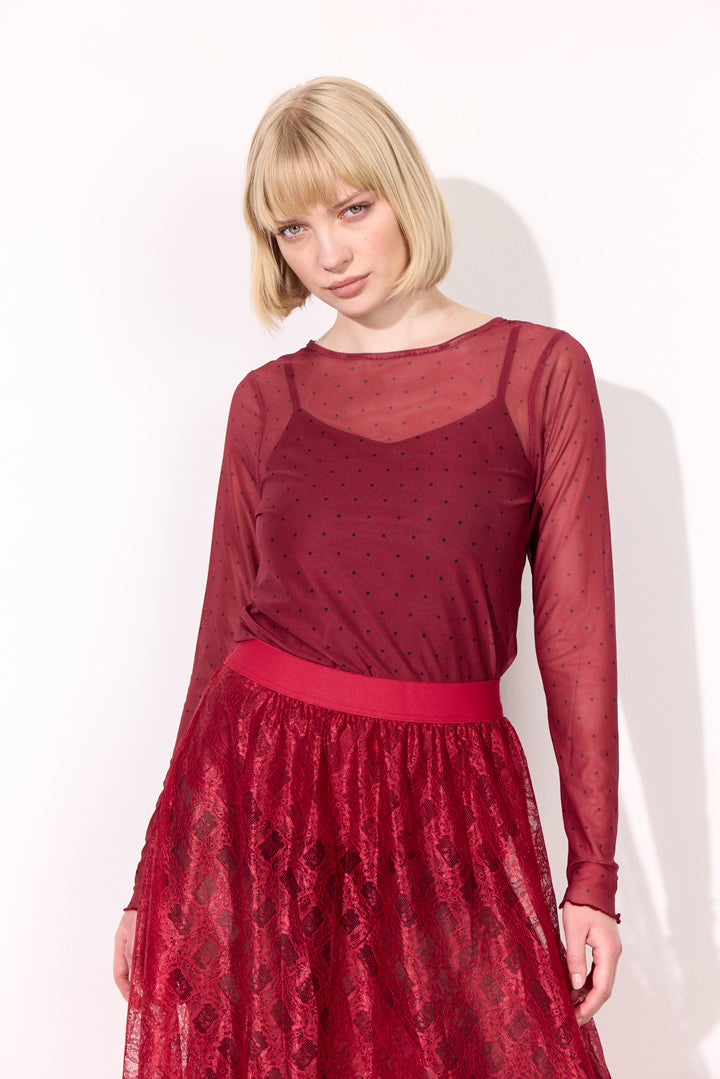 HUNKØN Tova Mesh Blouse Bluser Zinfandel