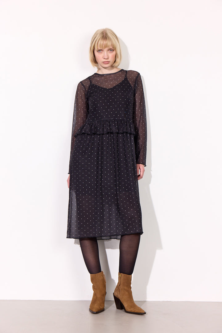 HUNKØN Tova Mesh Dress Kjoler Black