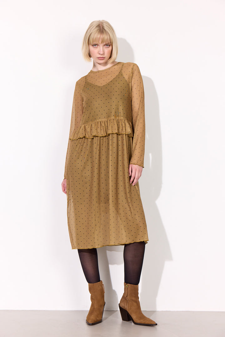 HUNKØN Tova Mesh Dress Kjoler Camel