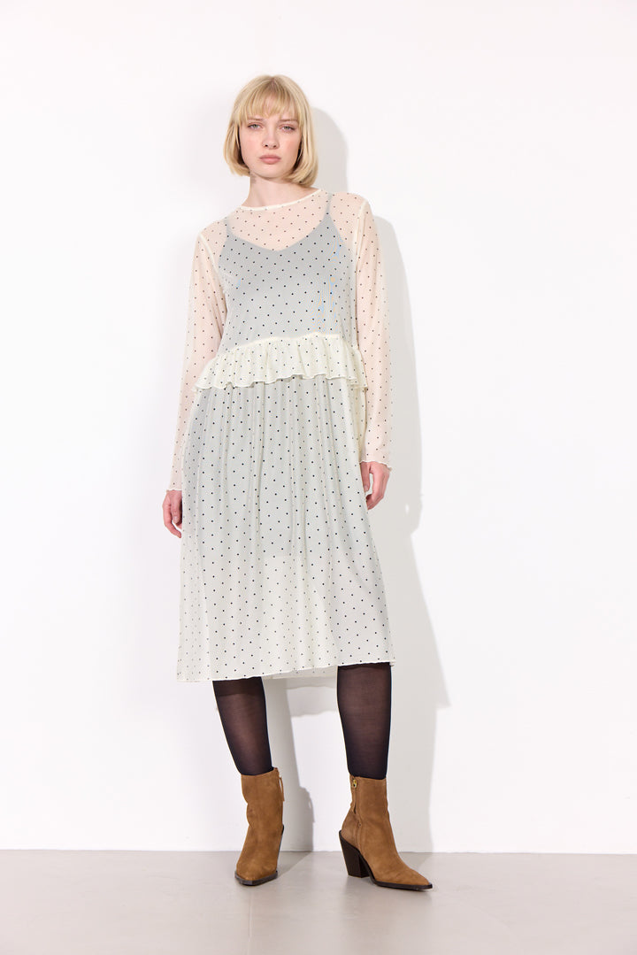 HUNKØN Tova Mesh Dress Kjoler Cream