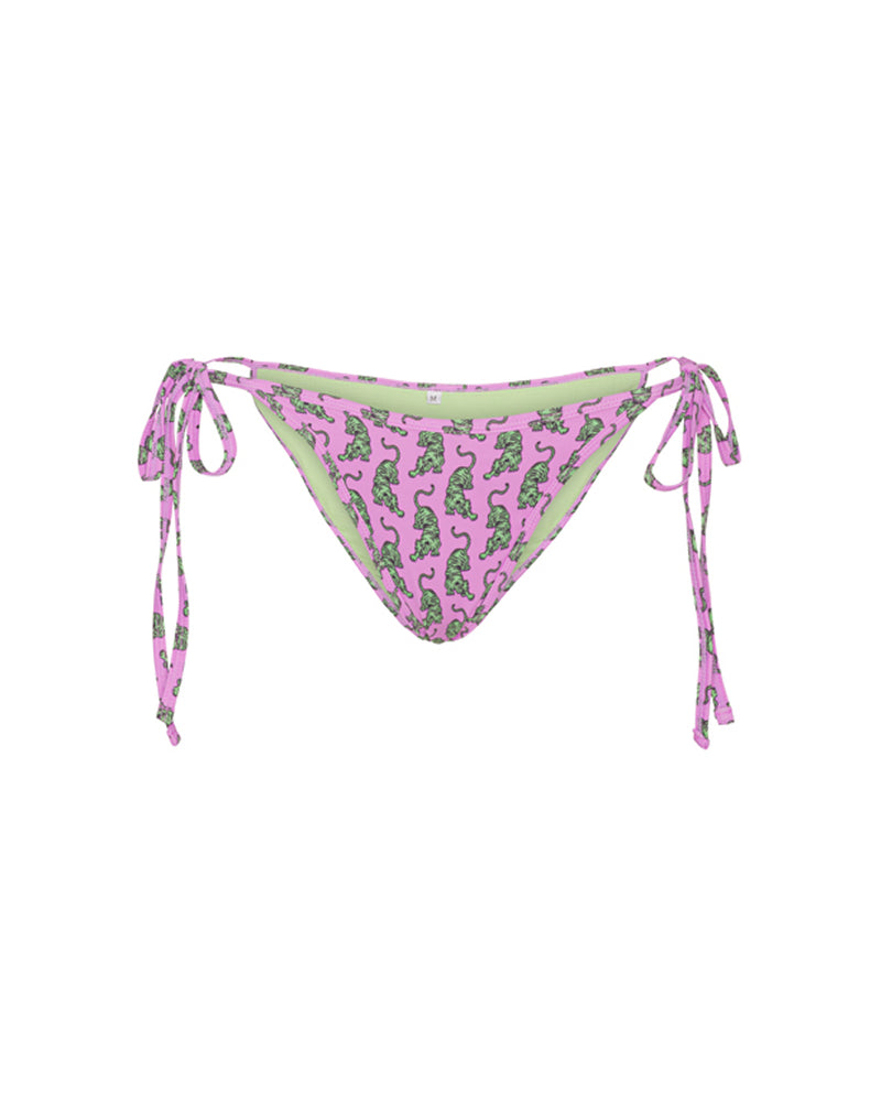 HUNKØN Wilma Bikini Bottom Swimwear Pink Sneaking Tiger Art Print