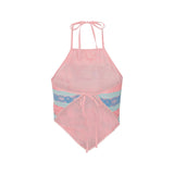HUNKØN Yvonne Tie Top Toppe Pink and Blue