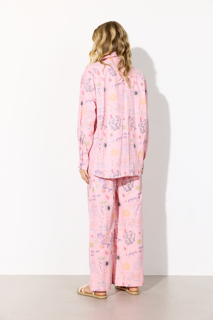 HUNKØN Zoe Shirt Skjorter Pink Sea Creatures Art Print