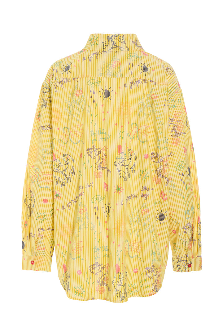 HUNKØN Zoe Shirt Skjorter Yellow Sea Creatures Art Print