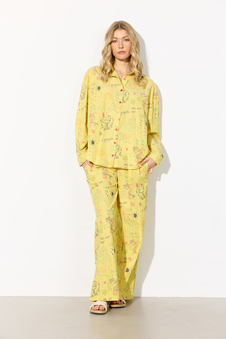 HUNKØN Zoe Shirt Skjorter Yellow Sea Creatures Art Print