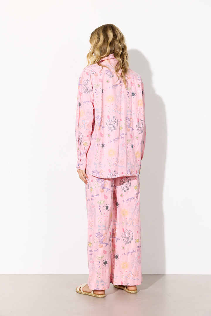 HUNKØN Zoe Trousers Bukser Pink Sea Creatures Art Print