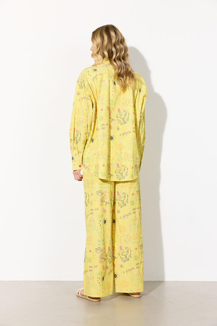 HUNKØN Zoe Trousers Bukser Yellow Sea Creatures Art Print