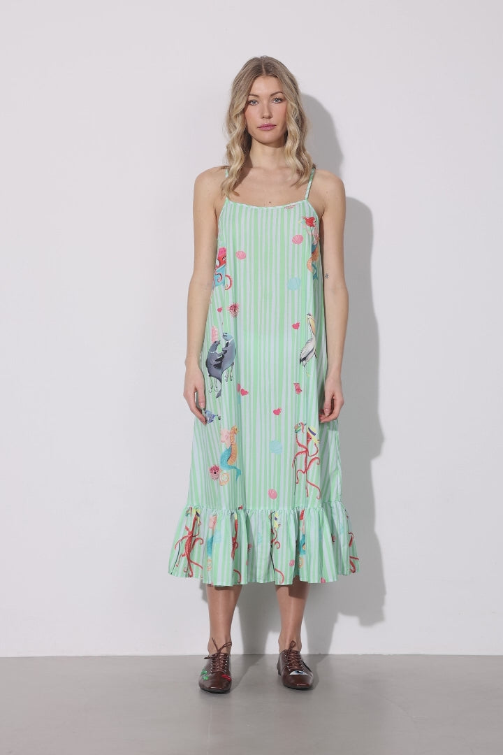 HUNKØN Nessie Dress Kjoler Green Ocean Art Print