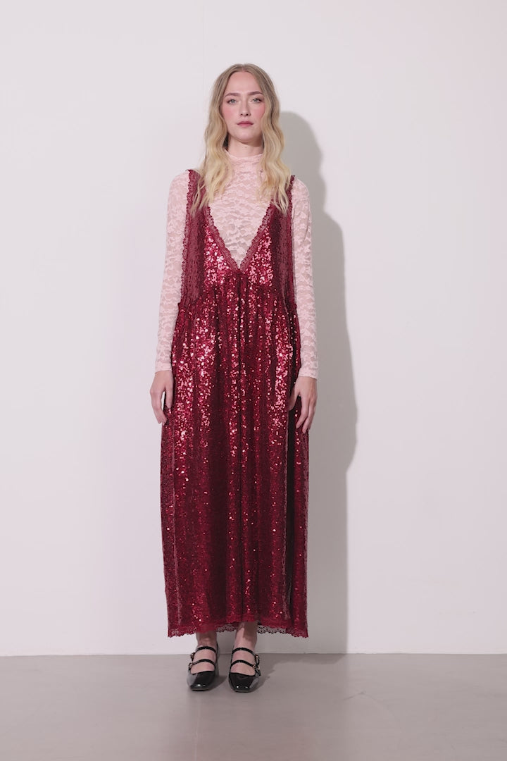 HUNKØN Bodil Dress Kjoler Deep red