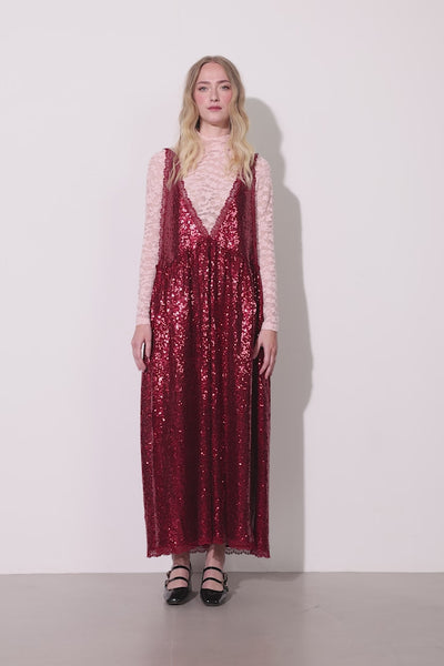 HUNKØN Bodil Dress Kjoler Deep red