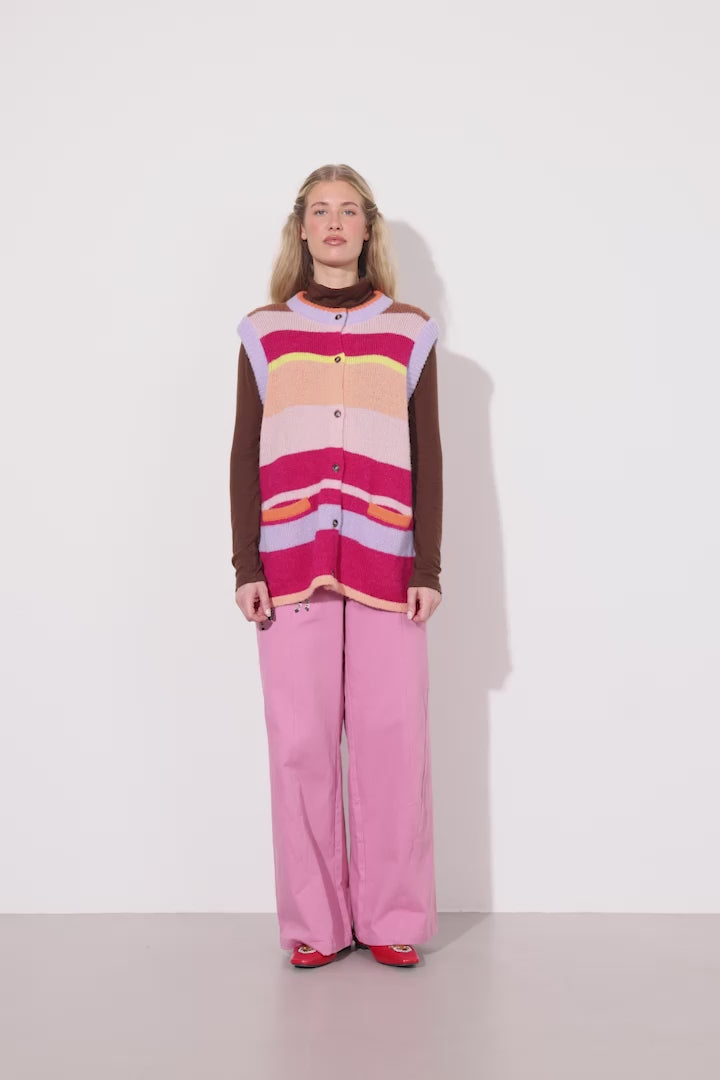 HUNKØN Tallulah Knit Vest Vests Peach Stripes