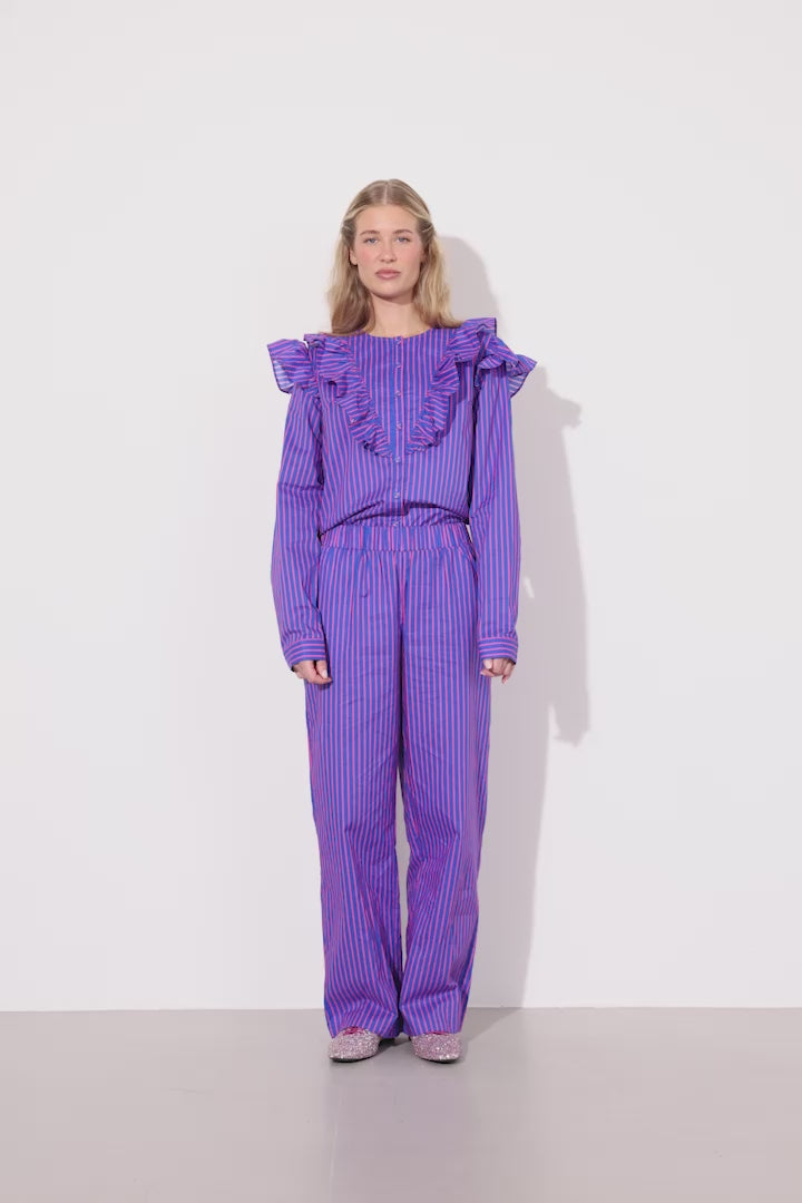 HUNKØN Lucinda Trousers Bukser Blue Striped