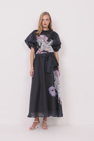 HUNKØN Pallas Long Skirt Nederdele Black Pony