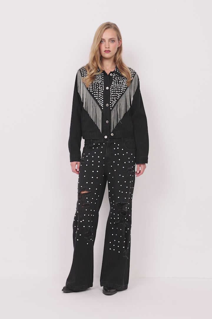 HUNKØN Priya Gem Jeans Bukser Black Denim