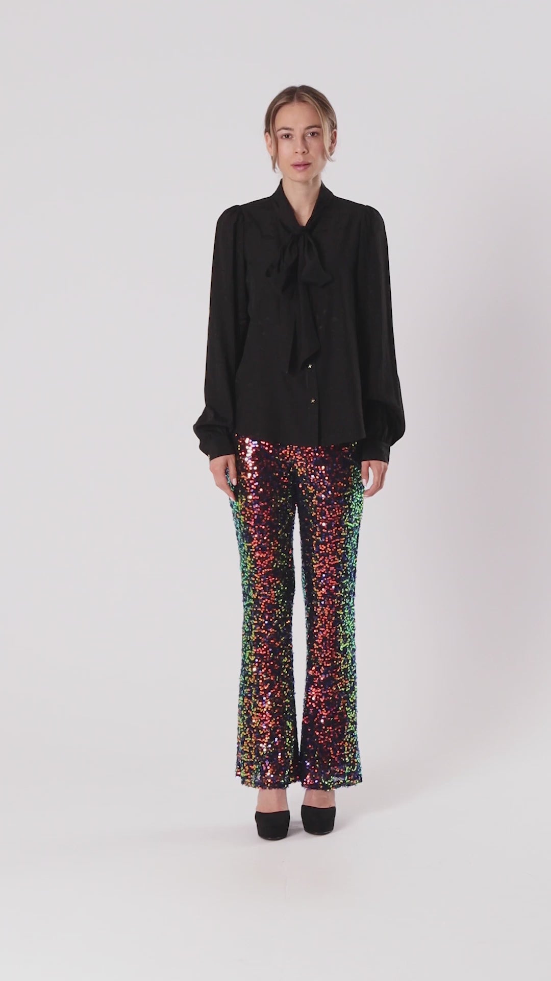 HUNKØN Aya Sequin Trousers Bukser Black