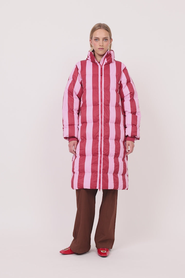 HUNKØN Merle Coat Frakker Red Striped