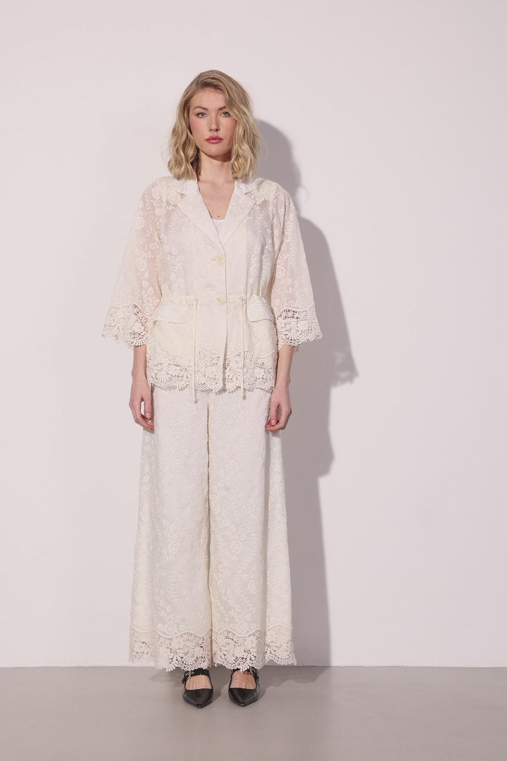 HUNKØN Patty Lace Trousers Bukser Cream