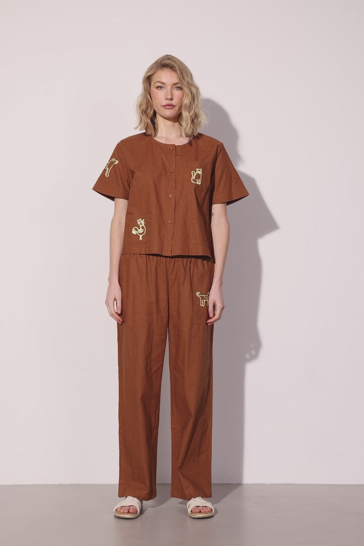 HUNKØN Nina Trousers Bukser Brown