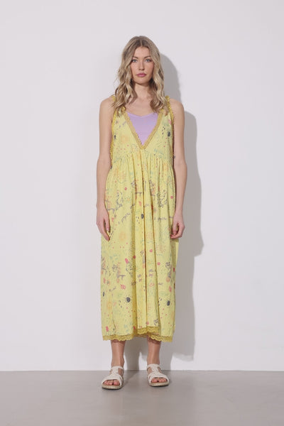 HUNKØN Zoenna Dress Kjoler Yellow Sea Creatures Art Print