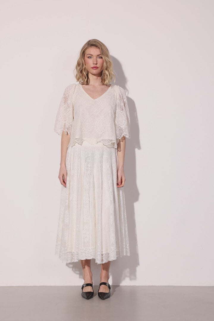 HUNKØN Stine Skirt Nederdele Off White
