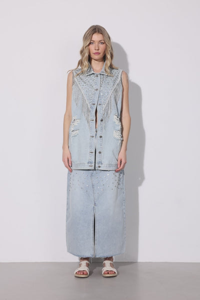 HUNKØN Priya Gem Skirt Nederdele Light Denim