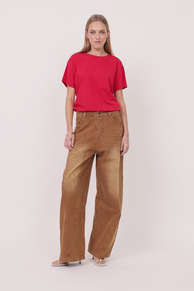 HUNKØN Renata Barrel Jeans Bukser Brown