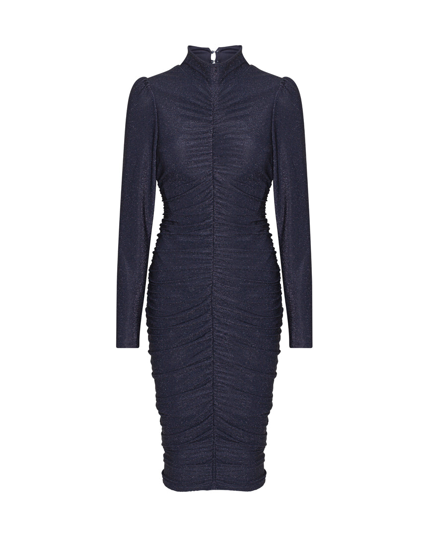 HUNKØN Cattia Wrinkle Dress Kjoler Navy Glitter