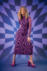HUNKØN Colette Wrinkle Dress Kjoler Purple Warp speed Art print