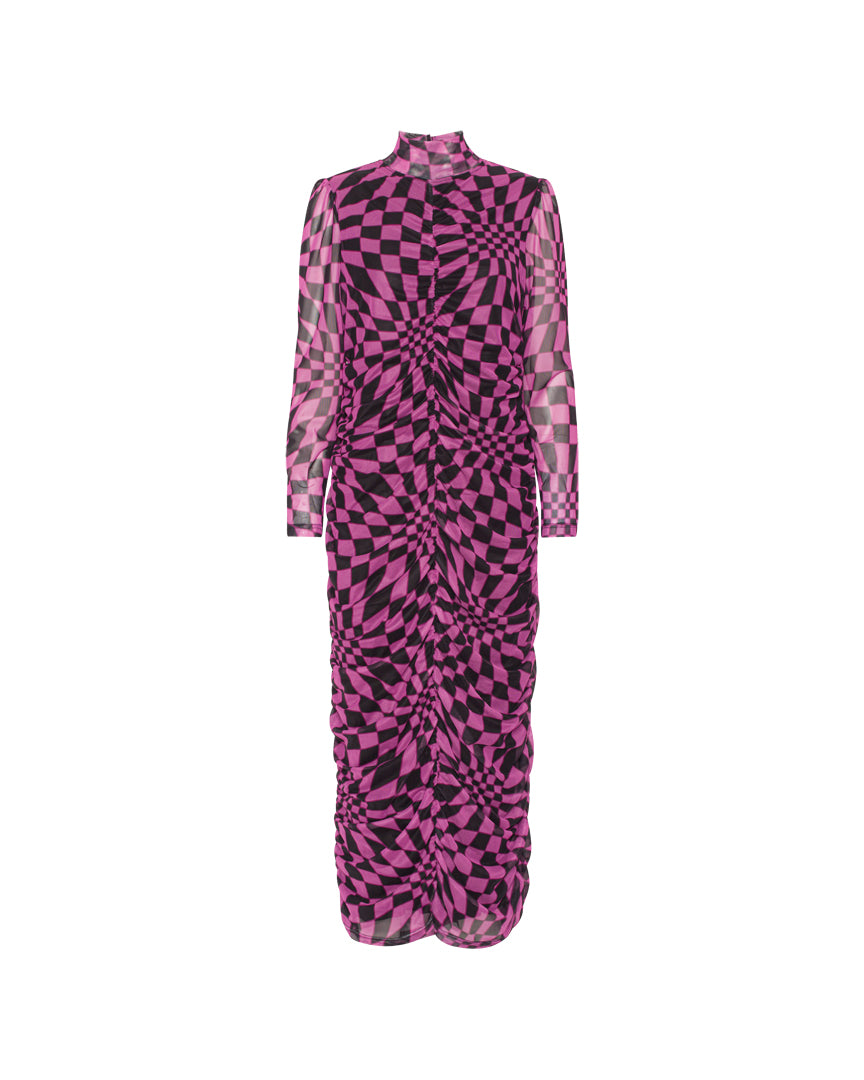 HUNKØN Colette Wrinkle Dress Kjoler Purple Warp speed Art print