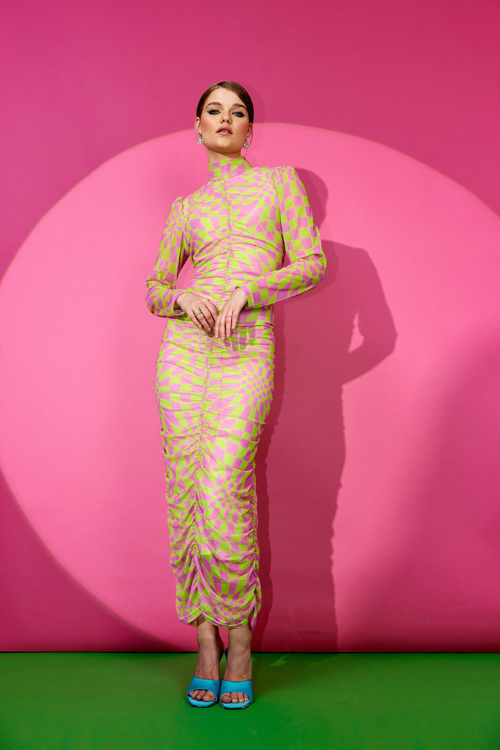 HUNKØN Colette Wrinkle Dress Kjoler Rose Warp Speed Art Print